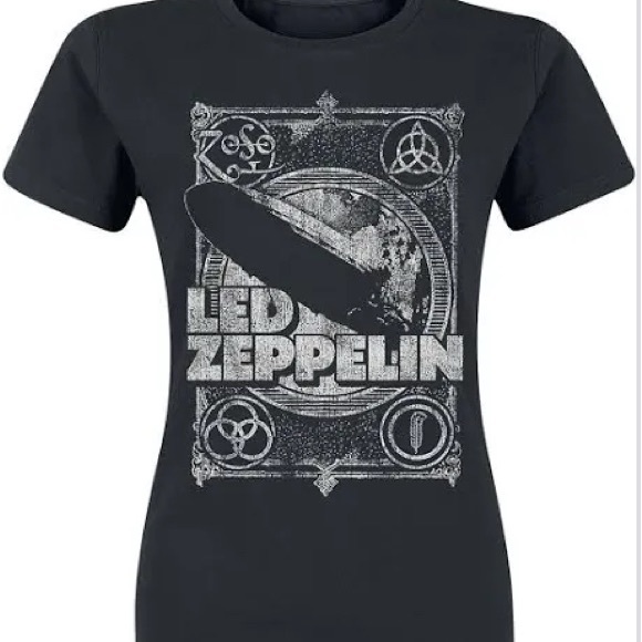 Tultex Black Cotton Led Zeppelin United States of America 1977 Graphic T-Shirt M - Picture 1 of 9